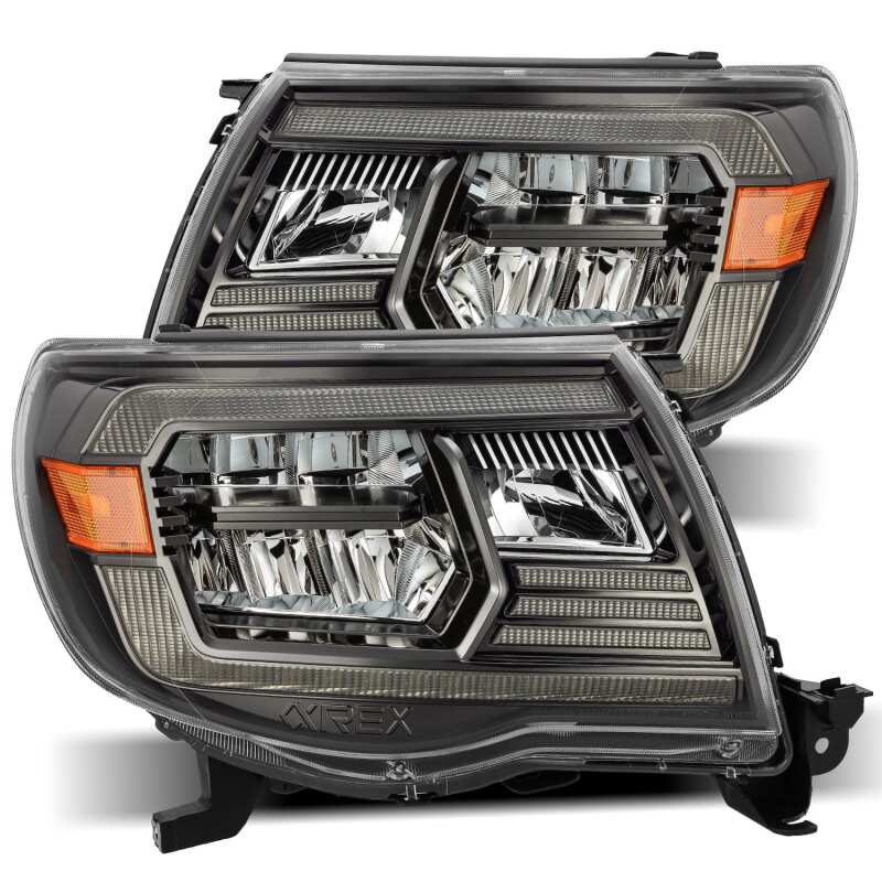 2005-2011 Tacoma AlphaRex LUXX Crystal Headlights Plank-Style - Alpha-Black - Image 2