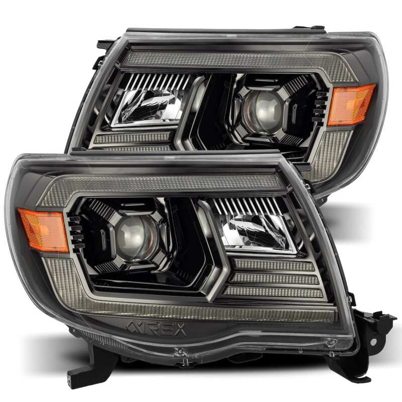 2005-2011 Tacoma AlphaRex LUXX Series LED Headlights Plank-Style - Alpha-Black