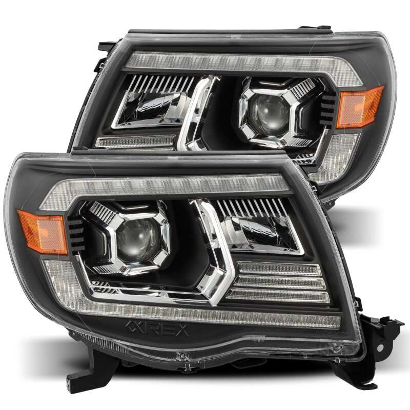 2005-2011 Tacoma AlphaRex LUXX Series LED Headlights Plank-Style - Black