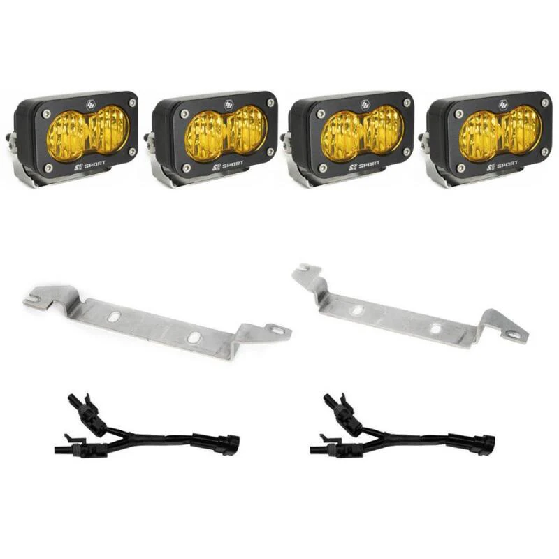 22-26 Tundra Baja Designs S2 Sport Dual Fog Pocket Kit - Baja Amber - Image 2