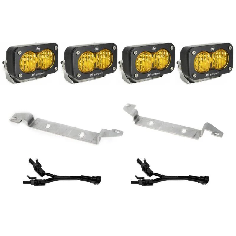 24-26 Tacoma Baja Designs S2 Sport Dual Fog Pocket Light Kit (NOT TRD Pro) - Baja Amber - Image 2