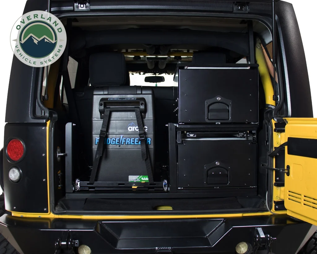 Cargo Box With Slide Out Drawer & Working Station Size Black Powder Coat Universal Overland Vehicle Systems - Image 8