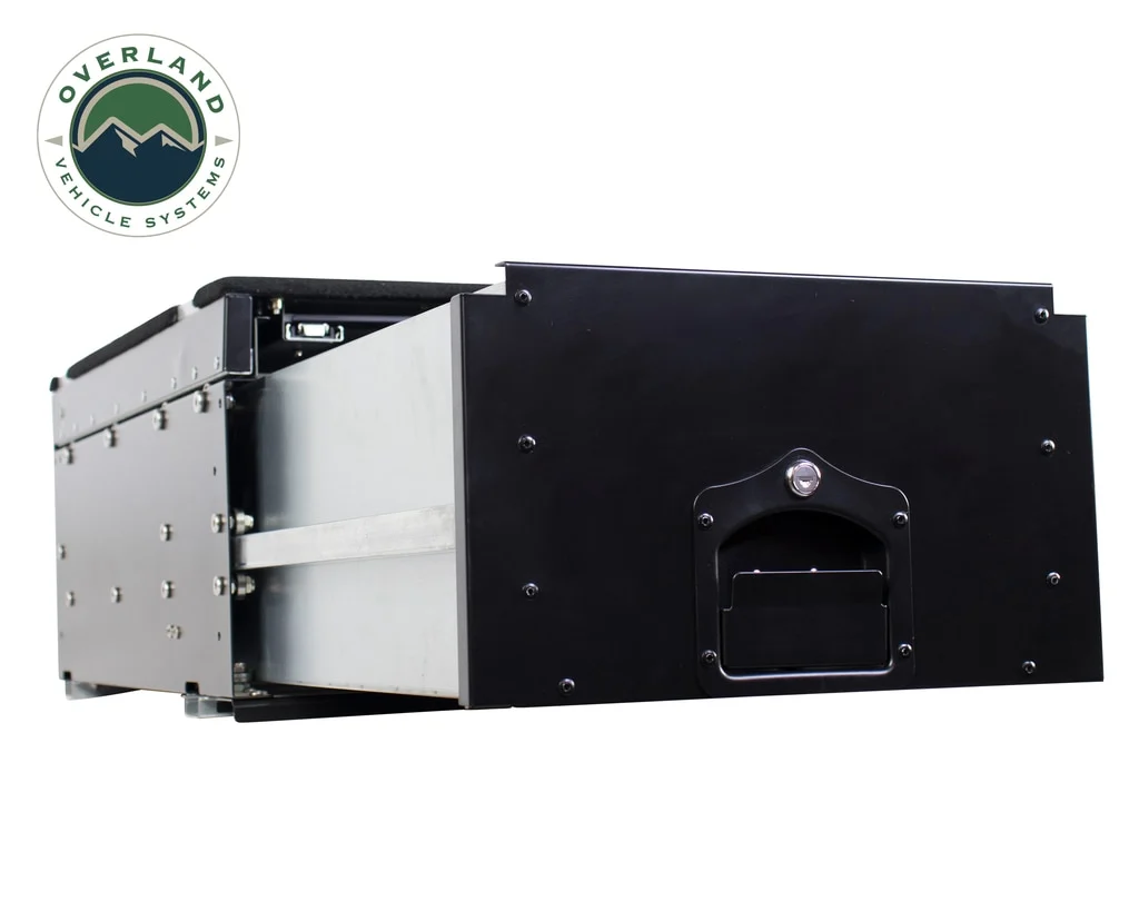 Cargo Box With Slide Out Drawer & Working Station Size Black Powder Coat Universal Overland Vehicle Systems - Image 9