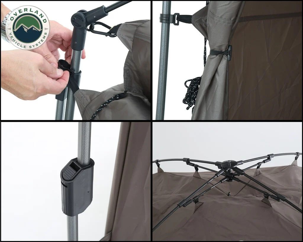 Portable Shower and Privacy Room Retractable Floor, Amenity Pouches 5x7 Foot Quick Set Up Overland Vehicle Systems - Image 7