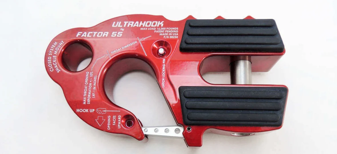 Factor 55 UltraHook Winch Hook W/Shackle Mount - Red
